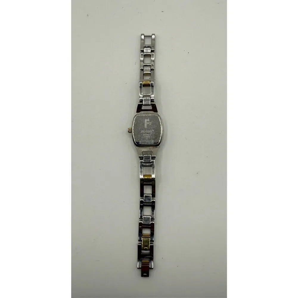 Fossil F2 Silver Tone Oval FaceCase Link Bracelet Band Watch Stainless Steel